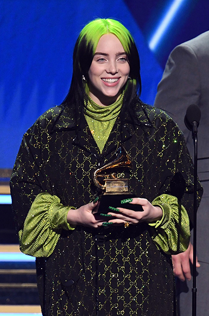 LOS ANGELES, CALIFORNIA - JANUARY 26: Billie Eilish accepts the Song of the Year award for 'Bad Guy' onstage during the 62nd Annual GRAMMY Awards at STAPLES Center on January 26, 2020 in Los Angeles, California. (Photo by Kevin Winter/Getty Images for The Recording Academy )