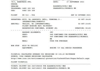 სააკაშვილი კიევი-თბილისის რეისის ბილეთის ფოტოს აქვეყნებს