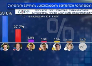 53,6% – კახა კალაძე, 27,7% –  ნიკა მელია – GORBI