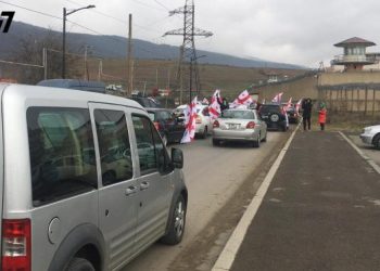 სოლიდარობა საყვირებით – გლდანის ციხის სამკურნალო დაწესებულებასთან „ნაციონალური მოძრაობის” მხარდამჭერები მივიდნენ