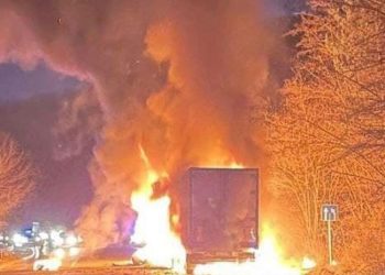 გურჯაანში სატვირთო მანქანა დაიწვა