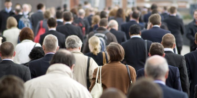 Crowd of commuters