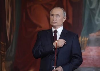 ვლადიმერ პუტინი აღდგომის წირვას მოსკოვის მაცხოვრის ტაძარში დაესწრო