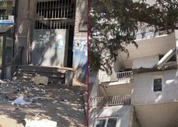 ყაზბეგის გამზირზე საცხოვრებელი კორპუსის სადარბაზოს ნაწილი ჩამოინგრა