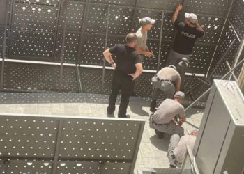 პარლამენტის შენობის წინ განთავსებულ რკინის ჯებირს იღებენ