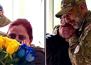 ვიდეო – უკრაინიდან დაბრუნებული ქართველი მებრძოლის შეხვედრა მეუღლესთან