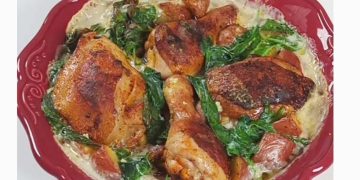 ქათმის ბარკლები ისპანახის სოუსით – რეცეპტი