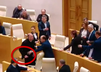 (ვიდეო) ჩხუბი და მიკროფონების სროლა პარლამენტში