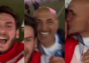 ხვიჩა საქართველოს დროშით და სპალეტის მოულოდნელი რეაქცია – ემოციური კადრები საჩემპიონო ზეიმიდან