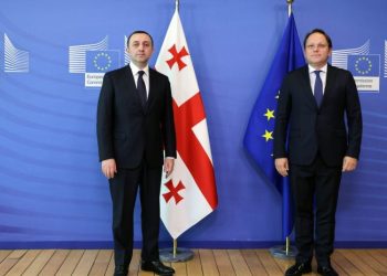 ღარიბაშვილი ბრიუსელში ევროკომისარს ოლივერ ვარჰეის შეხვდა