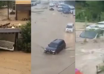 დროებით ოკუპირებულ გაგრაში წყალდიდობაა (ვიდეო)