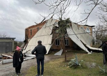 წვიმამ და ძლიერმა ქარმა თერჯოლაში სახლებს სახურავი გადახადა, მოგლეჯილია ხეები