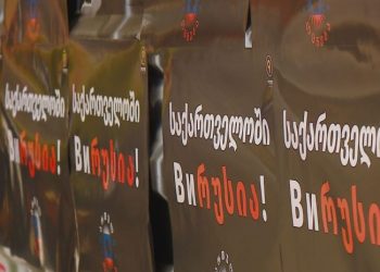 “საქართველოში ვი-რუსია” – საპროტესტო ბანერები თბილისში