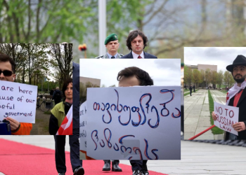 “მონა, არა რუსულ კანონს” – კობახიძეს ბერლინში აქციით დახვდნენ