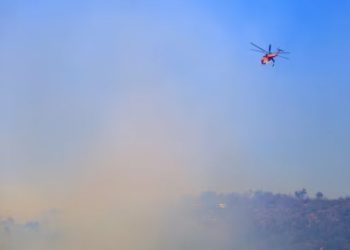 საბერძნეთში, კუნძულ სერიფოსზე, მეხანძრეები ტყის ხანძრის ჩაქრობას ცდილობენ