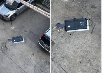 ,,კამოზე, ცხრა სართულიანიდან, გამწარებულმა ქომაგმა ტელევიზორი გადმოაგდო”