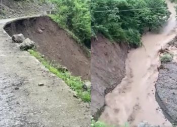 ადიდებულმა მდინარე “ხანისწყალმა“ სოფელ ხანთან მისასვლელ გზას ძირი გამოუთხარა – კადრები ბაღდათიდან, სადაც სტიქიამ პრობლემები შექმნა