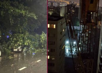 თბილისში, ბახტრიონის ქუჩაზე ქარმა ამწე მოგლიჯა