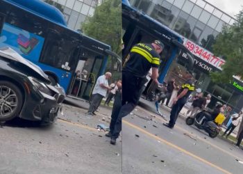 ავარია ვაკეში – ჭავჭავაძეზე ერთმანეთს ავტობუსი და მსუბუქი ავტომობილი შეეჯახა