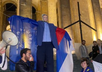 რუსთაველზე ბიძინა ივანიშვილის ფიტული მიიტანეს