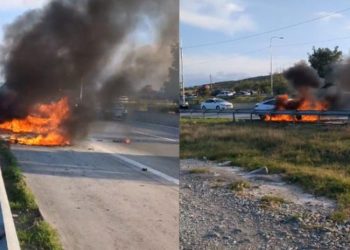 ოკამთან მანქანა იწვის