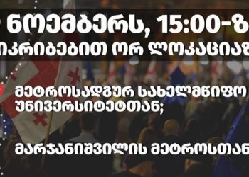 არა რუსულ არჩევნებს! – 9 ნოემბერს მსვლელობა დაანონსდა