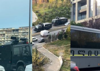 თბილისის ქუჩებში წყლის ჭავლის მანქანები და შსს-ს სპეცტექნიკა გადაადგილდება