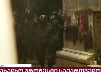 სპეცრაზმმა აქციის მონაწილეების წინააღმდეგ გაზის კაფსულები გამოიყენა