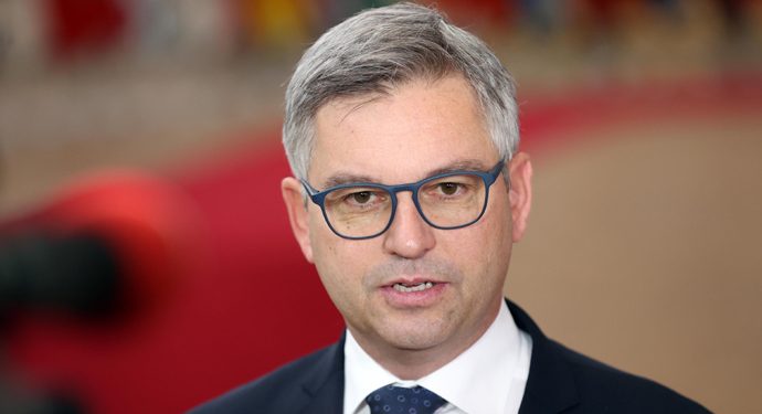 BRUSSELS, BELGIUM - MARCH 15: Magnus Brunner, Austrian Minister of Economy, attends the Economic and Financial Affairs Council (ECOFIN) meeting in Brussels, Belgium on March 15, 2022. (Photo by Dursun Aydemir/Anadolu Agency via Getty Images)