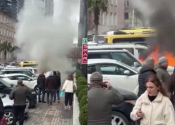 ბათუმში ავტომობილს ცეცხლი გაუჩნდა – კადრები ადგილიდან