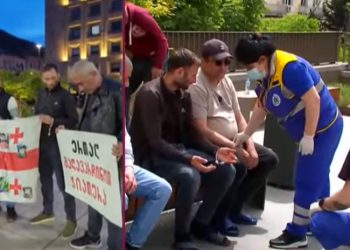 კანცელარიასთან, მოშიმშილე მაღაროელებს სამედიცინო დახმარება დასჭირდათ