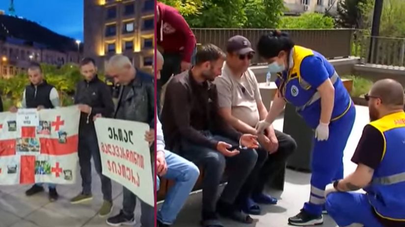 კანცელარიასთან, მოშიმშილე მაღაროელებს სამედიცინო დახმარება დასჭირდათ