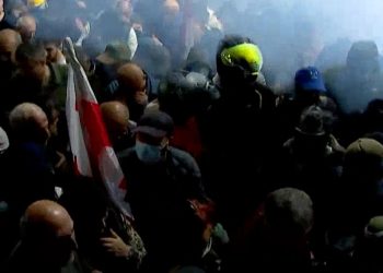 ვიდეო – სპეცრაზმელი ურტყამს აქციის მონაწილეს