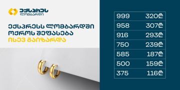 ექსპრეს ლომბარდში 6 იანვრიდან ოქროსა და ვერცხლის შეფასება გაიზარდა!
