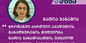 ბრიტანულ-ქართული აკადემიის განადგურების მცდელობა ნათია ჯანაშიასთვის უკვალოდ არ ჩაივლის – ბაჩანა ჯინჭარაძე