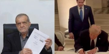 პეზეშკიანისა და ტრამპის მიერ მემორანდუმის ხელმოწერის პირველი ფოტოები