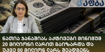 ნათია ჯანაშიას აქტივები მინიმუმ 20 მილიონი ლარით გაიზარდა და უკვე 80 მილიონ ლარს შეადგენს